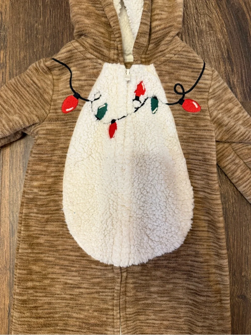 Carter's Cream and Brown Sherpa-Lined Holiday One-Piece